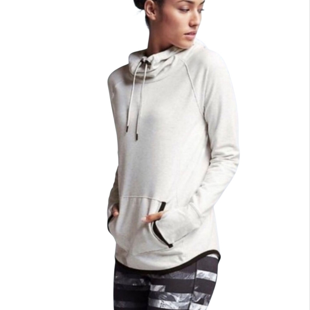 Athleta Sentry Hoodie Pullover Womens XS Cowl Neck Thumbholes Sleeves Sweatshirt
